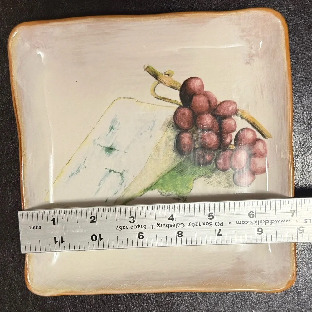 Crate and Barrel Set of 4 Italian Ceramic Appetizer Plates 7 x 7 Inch